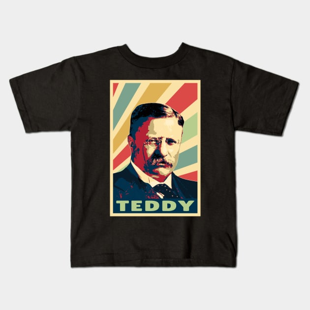 Teddy Roosevelt Vintage Colors Kids T-Shirt by Nerd_art